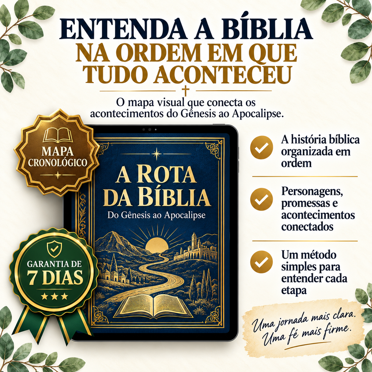 A Rota da Bíblia com mapa cronológico, benefícios e garantia de 7 dias